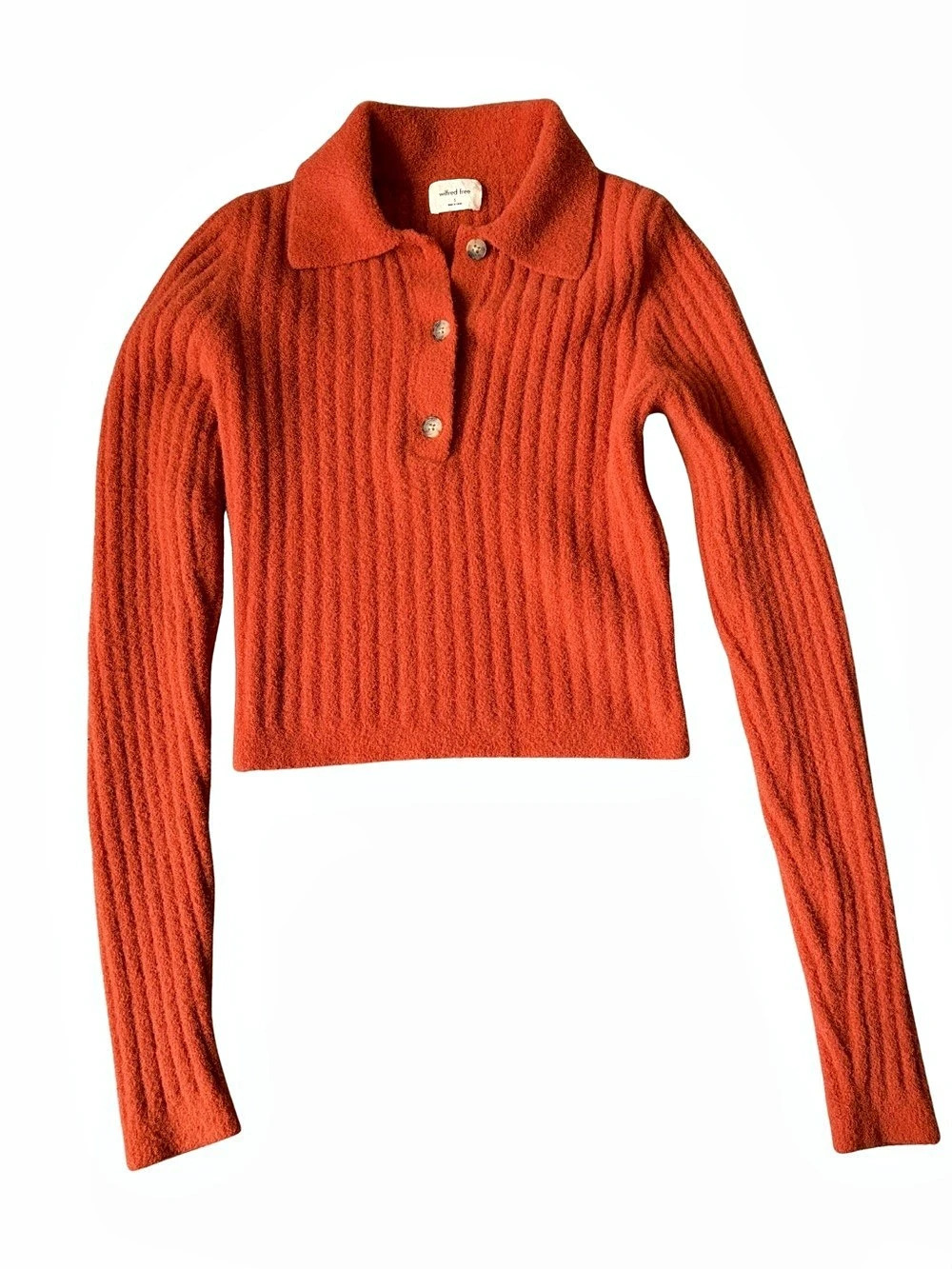 Wilfred Free Ribbed Collared Sweater in Orange Like New